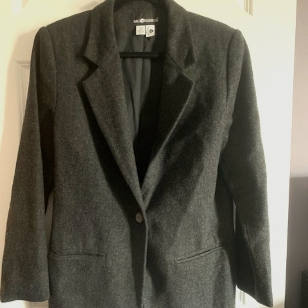 Sag Habor Classic Wool Blazer in Charcoal  Size 10